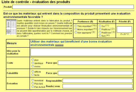 Capture montrant des méthodes proposées par l'outil pour guider le concepteur dans sa démarche (exemple : listes de contrôle).