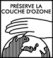 Logo représentant une main protégeant la terre avec l'information "préserve la couche d'ozone".